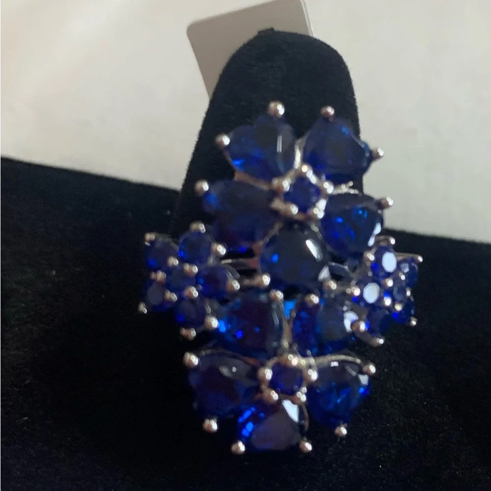 NWT JTV 4.42CTW Heart Shape & Round Blue Spinel Sterling Silver Ring - Picture 1 of 7